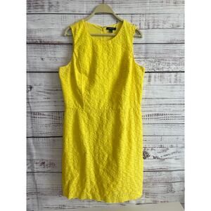 LAND'S END YELLOW EYELET SLEEVELESS SHEATH DRESS SIZE DRESS 14